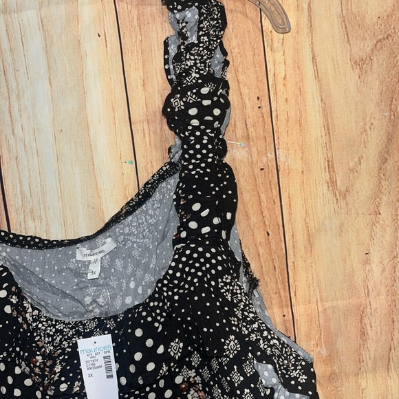 Maurices Plus Size Ruffle Black Tank Top NWT 3XL Floral - Picture 6 of 7